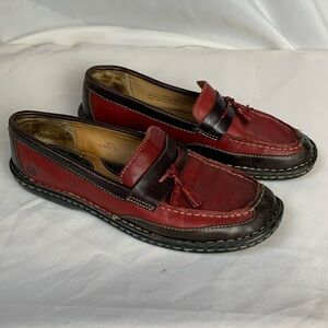 Born Womens Shoes 9 Red Brown Tassel Slip On Leather Loafers